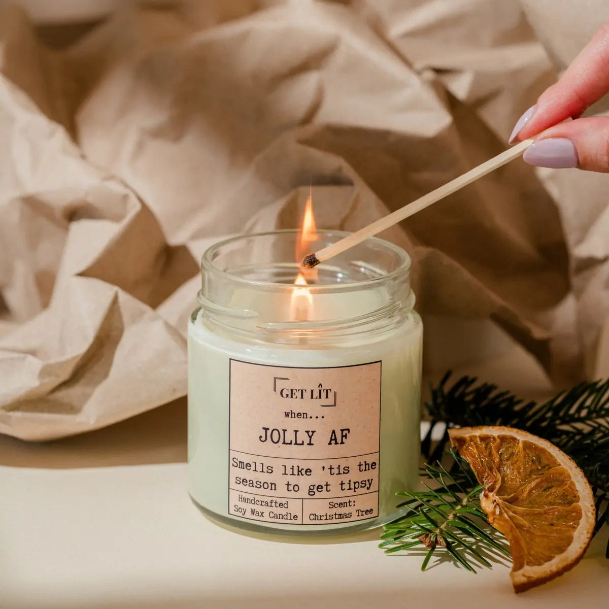Lumanari parfumate din ceara de soia Get Lit | Handcrafted in Romania | Cadou Craciun | Lumanare miros brad