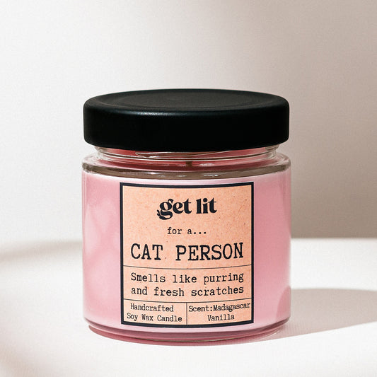 Lumanare parfumata din ceara de soia | Cadou Personalizat Get Lit | Cadou iubitori pisici | Cat Person