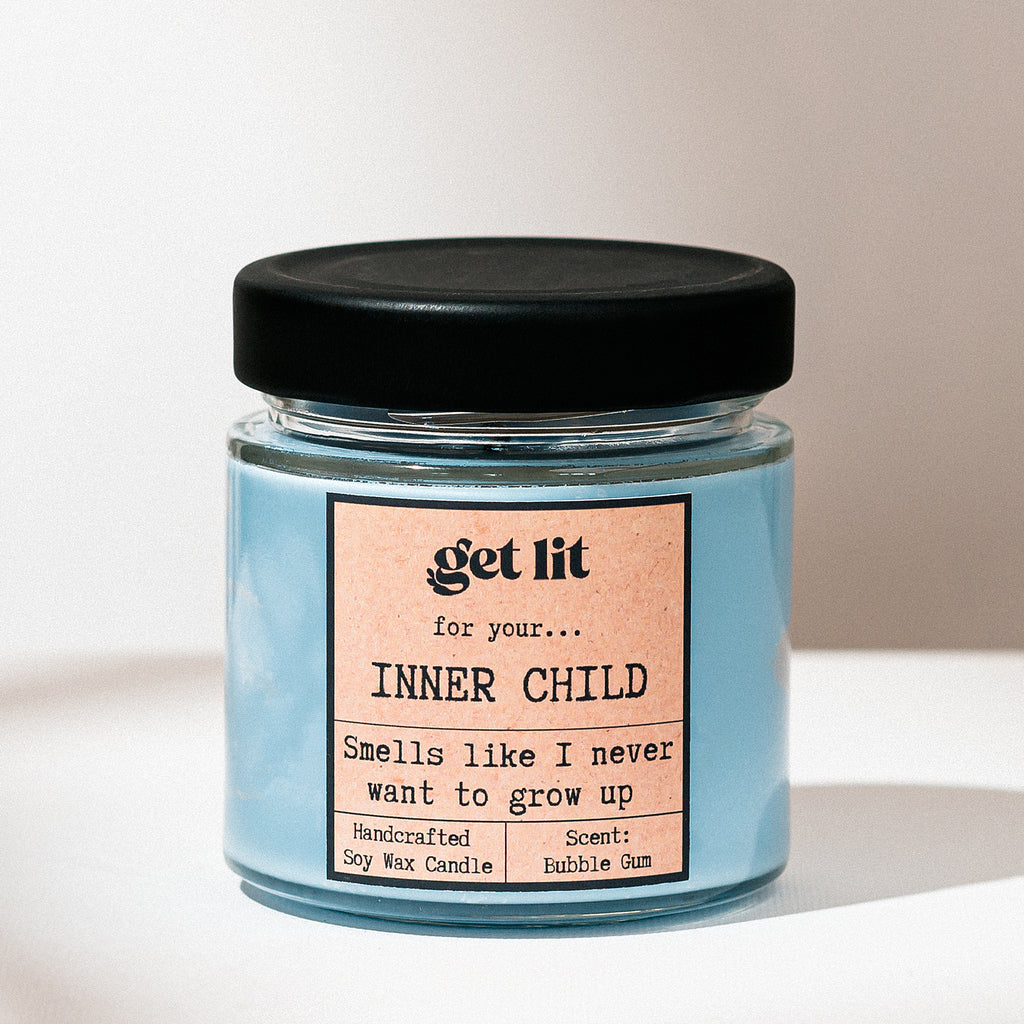 Lumanare parfumata din ceara de soia | Cadou Personalizat Get Lit | Lumanare Bubble Gum | Inner Child
