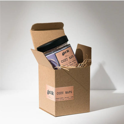 Lumanare parfumata din ceara de soia | Cadou Personalizat Get Lit | Parfum Lavanda Relaxanta | Cozy Naps