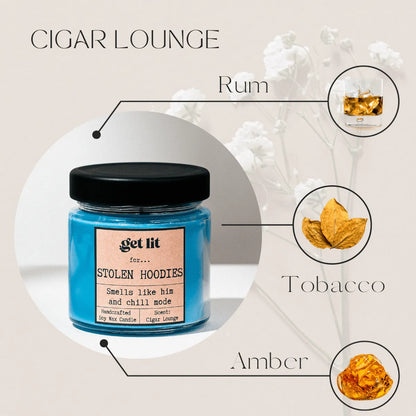 Lumanare parfumata din ceara de soia | Cadou Personalizat Get Lit | Stolen Hoodies | Lumanare Parfum Whiskey | Cadou iubit | Cadou tata | Cadou barbati