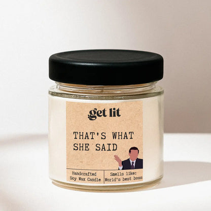 Lumanari parfumate din ceara de soia Get Lit | Handcrafted in Romania | Cadou The Office Michael Scott