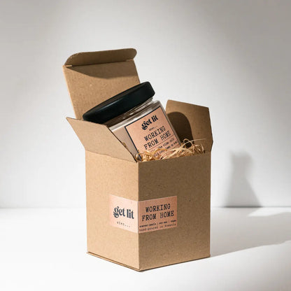 Lumanare parfumata din ceara de soia | Cadou Personalizat Get Lit | Working From Home | WFH | Cadou corporate | Cadou Secret Santa