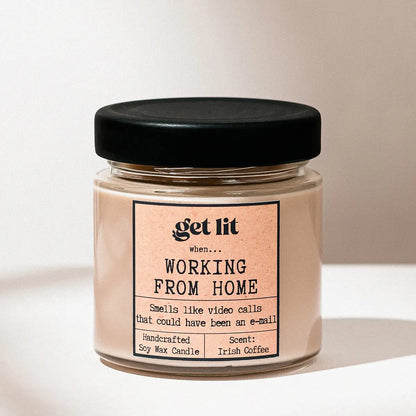 Lumanare parfumata din ceara de soia | Cadou Personalizat Get Lit | Working From Home | WFH | Cadou corporate | Cadou Secret Santa