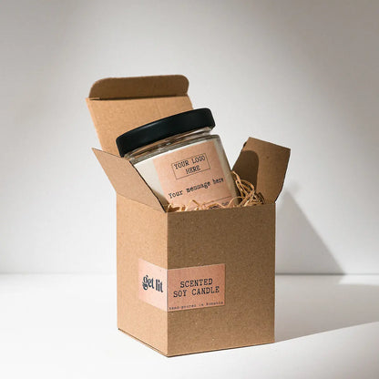 Lumanare parfumata din ceara de soia | Lumanare personalizata | Cadou Corporate | Eticheta personalizata cu logo-ul companiei